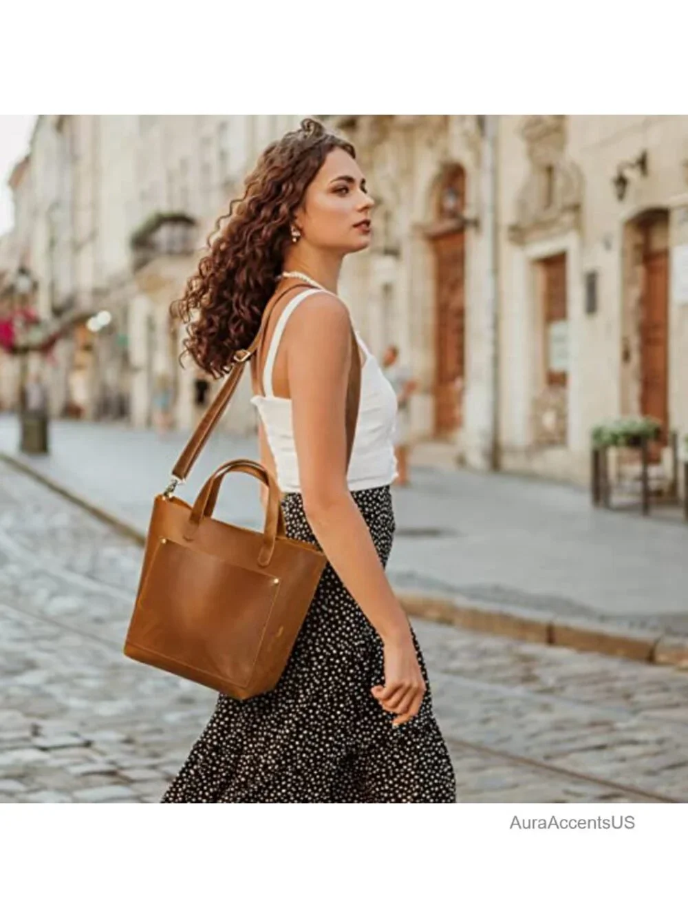 Top Grain Crazy Horse Leather Mini Crossbody Satchel Magnetic Closure